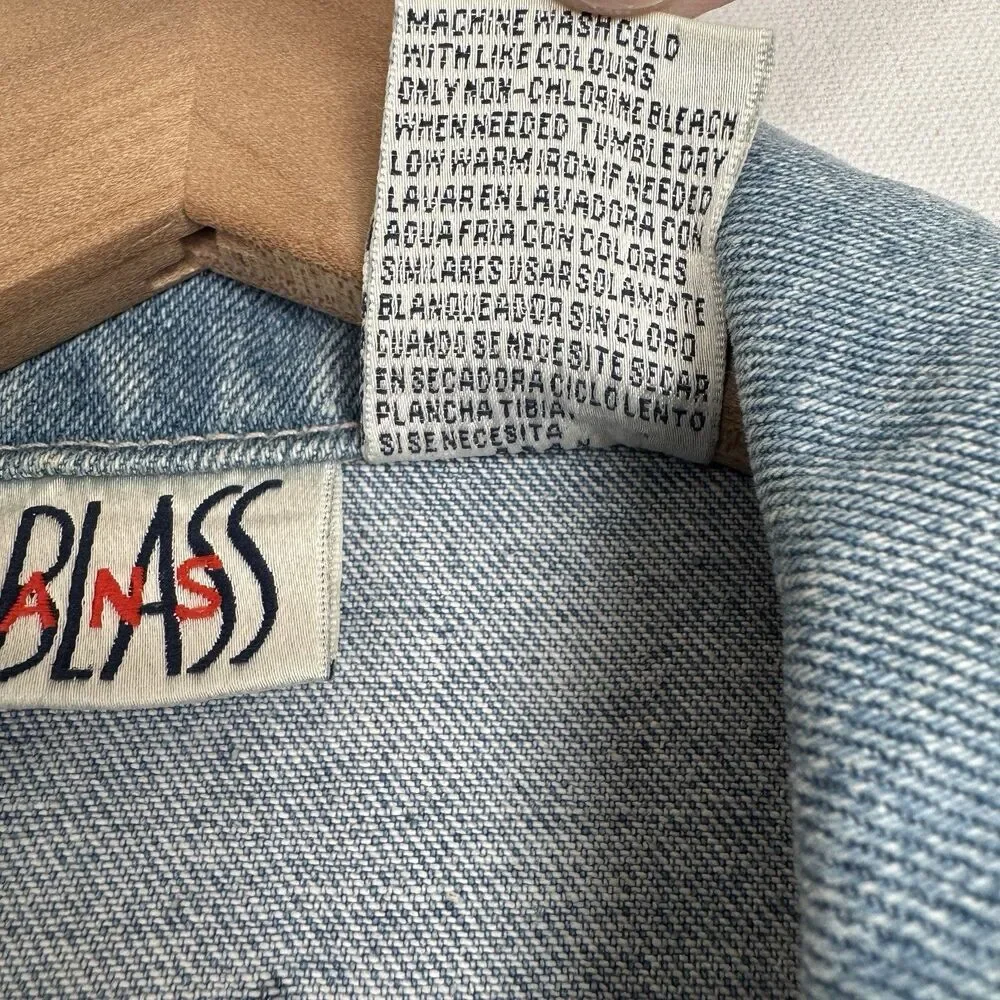 Vtg Y2K Bill Blass Vest Womens Small Blue Embroidered Festival Boho Hippie Denim